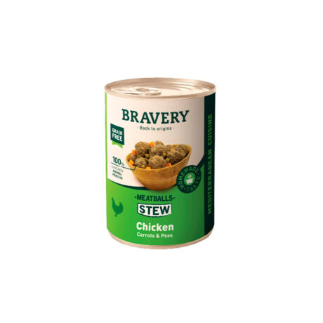Bravery Perro Lata Estofado de Albondigas de Pollo